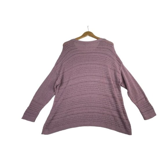 J. Jill Loose Weave Knit Open Crochet Pullover size XL P Mauve - Picture 4 of 6